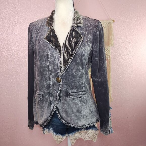 Aratta‎ Silent Journey Acid Wash Tapestry Women's Jacket Blazer Medium - Picture 2 of 9